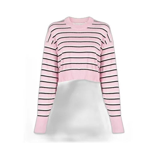 Palm Angels Striped Cropped Crewneck Jumper