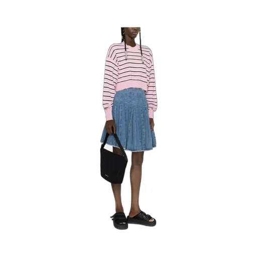 Palm Angels Striped Cropped Crewneck Jumper