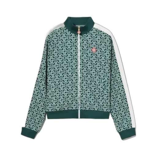 Monogram-Jacquard Zip-Up Cardigan