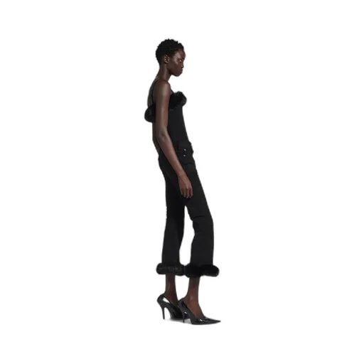 Fur Trim Flared Capri Pants