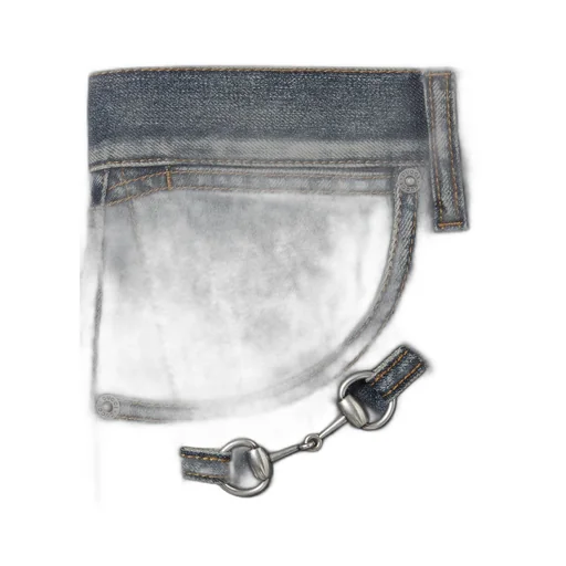 Cotton Denim Pants With Horsebit Detail