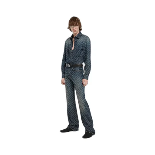 Gg Cotton Denim Jacquard Shirt