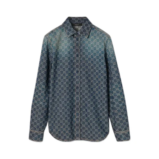 Gg Cotton Denim Jacquard Shirt