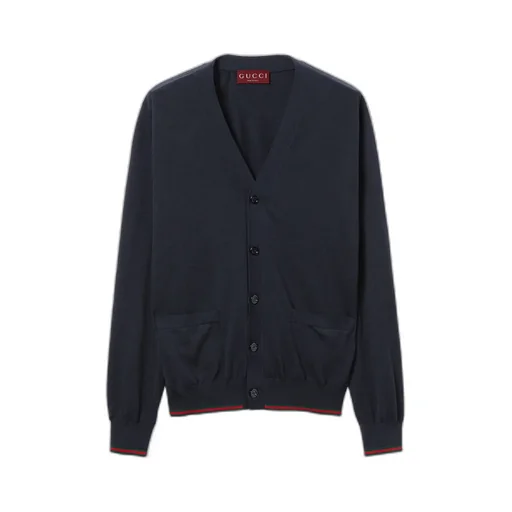 Wool Knit Cardigan With Web