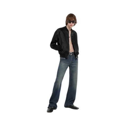 Gg Cotton Satin Zip Jacket With Piping