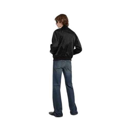 Gg Cotton Satin Zip Jacket With Piping