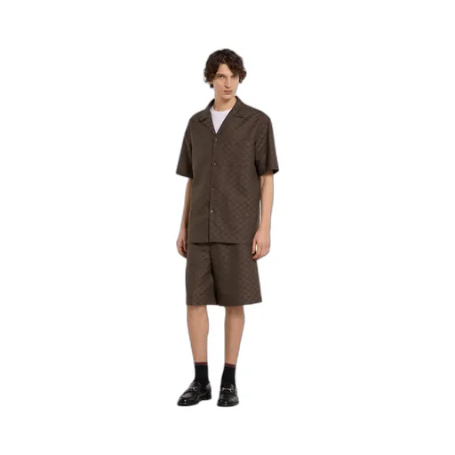Gg Canvas Linen Blen Shorts