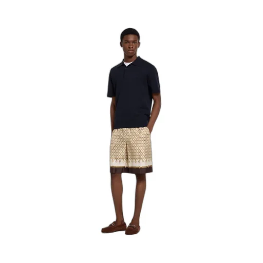 Printed Silk Twill Shorts