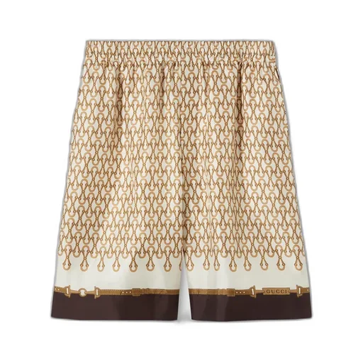 Printed Silk Twill Shorts