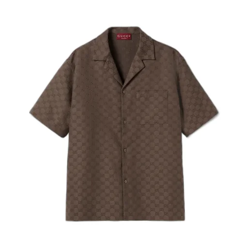 Gg Canvas Linen Blend Bowling Shirt