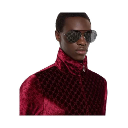 Gg Stretch Velvet Devoré Zipped Jacket