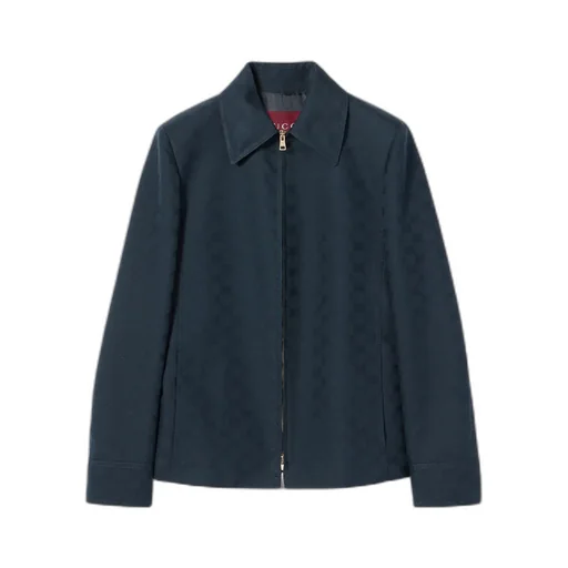 Gg Cotton Gabardine Zip Jacket