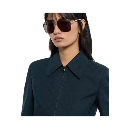 Gg Cotton Gabardine Zip Jacket