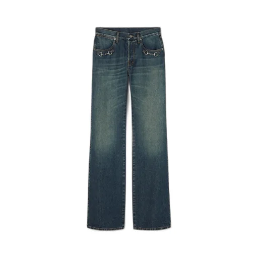 Cotton Denim Pants With Horsebit