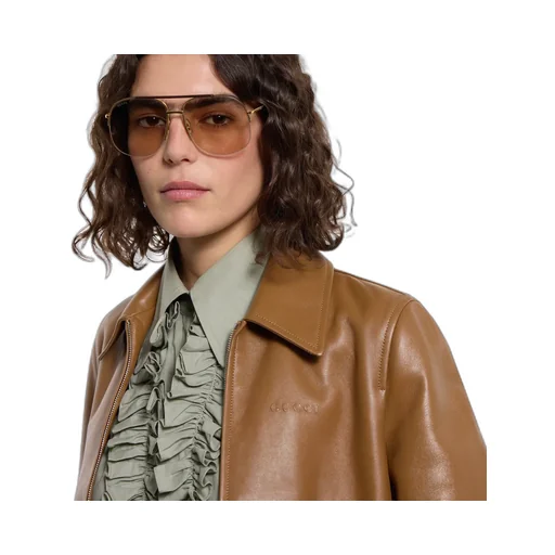 Leather Jacket With Gucci Logo