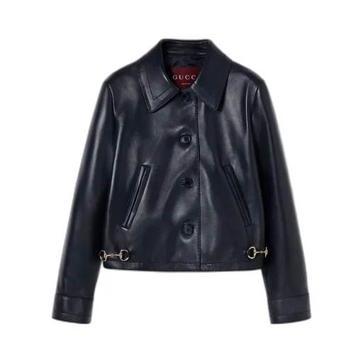 Shiny Leather Jacket With Horsebit