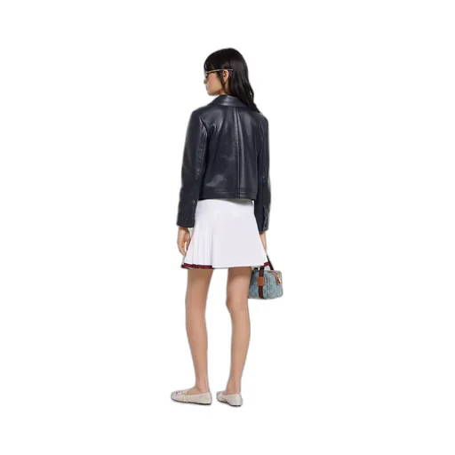 Shiny Leather Jacket With Horsebit