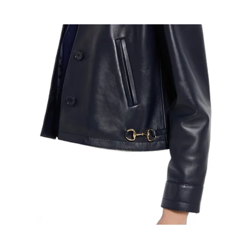 Shiny Leather Jacket With Horsebit