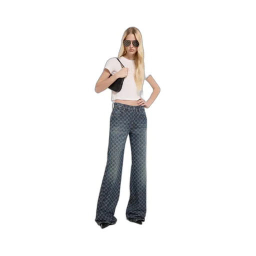 Gg Cotton Denim Jacquard Pants