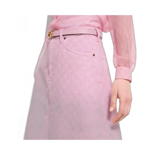 Gg Cotton Denim Jacquard Skirt