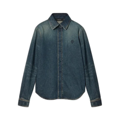 Cotton Denim Shirt With Embroidery