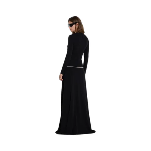 Jersey Dress With Crystal Horsebit Belt