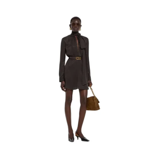 Horsebit Silk Jacquard Dress