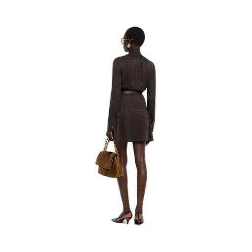 Horsebit Silk Jacquard Dress