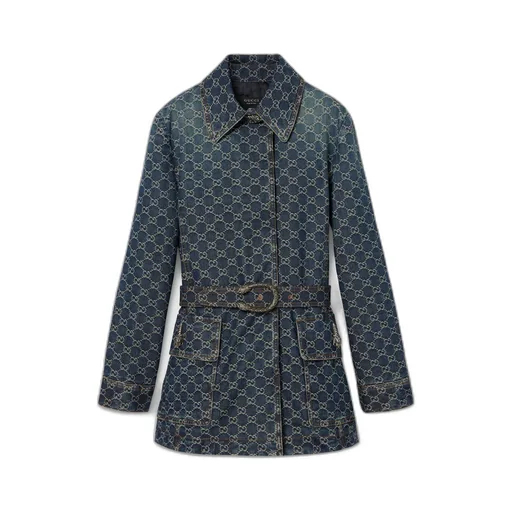 Gg Cotton Denim Jacquard Jacket