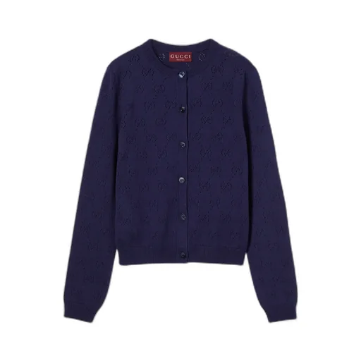 Gg Pointelle Cotton Silk Cardigan
