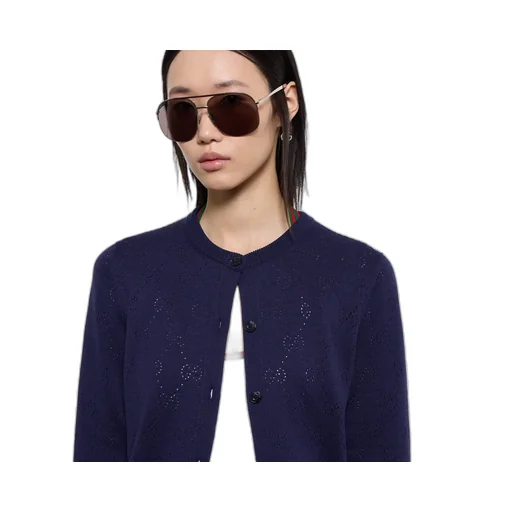 Gg Pointelle Cotton Silk Cardigan