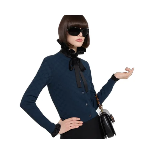 Gg Fine Fabric Jacquard Cardigan
