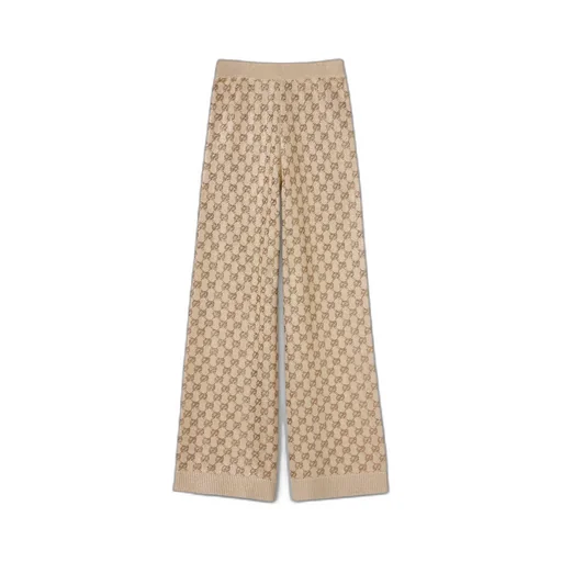 Wool Cashmere Leisure Trousers With Crystals