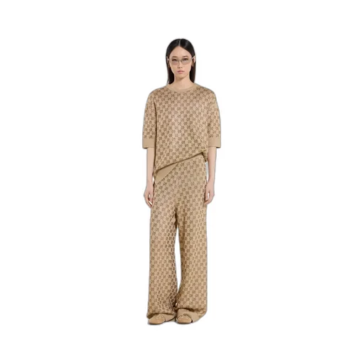 Wool Cashmere Leisure Trousers With Crystals