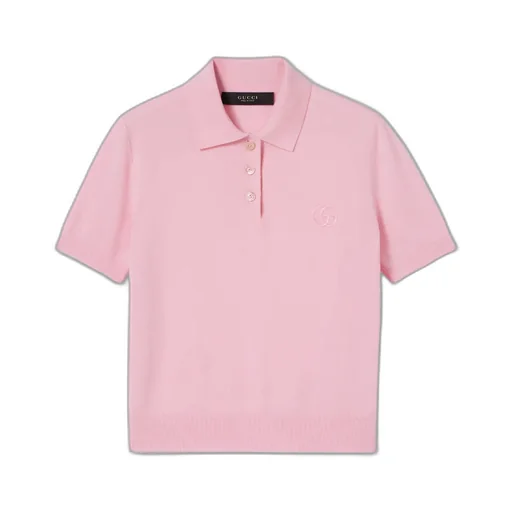 Knit Wool Polo Shirt With Embroidery