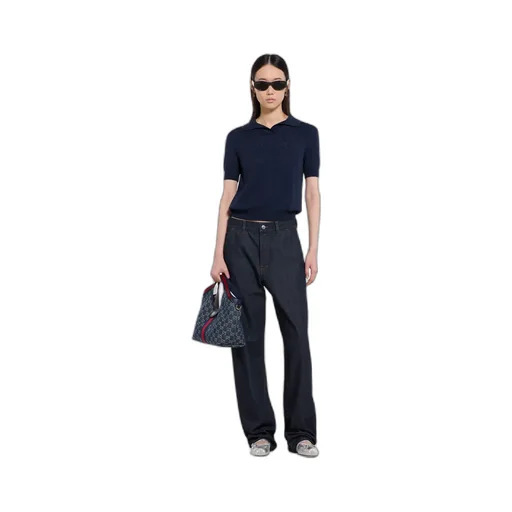 Gg Pointelle Cotton Silk Polo Shirt