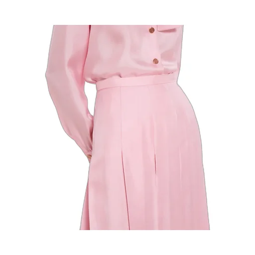 Silk Twill Pleated Midi Skirt