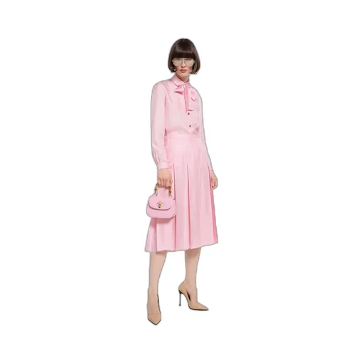 Silk Twill Pleated Midi Skirt