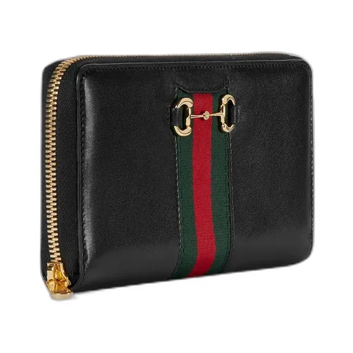 Gucci Horsebit Web Zip Around Wallet