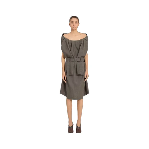 Belted Draped Midi Dress