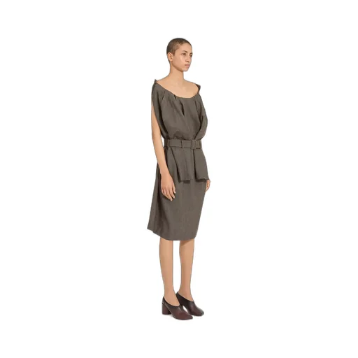 Belted Draped Midi Dress