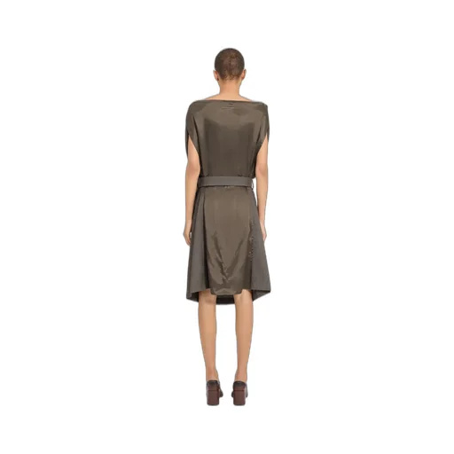 Belted Draped Midi Dress