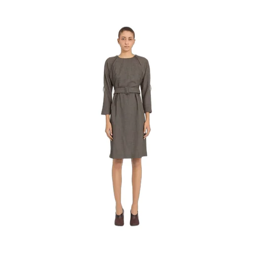 Belted Draped Midi Dress
