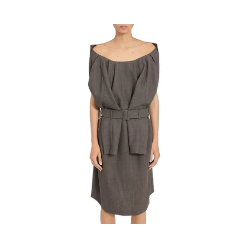 Belted Draped Midi Dress