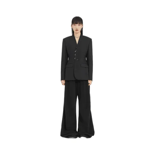 Collarless Suit Jacket