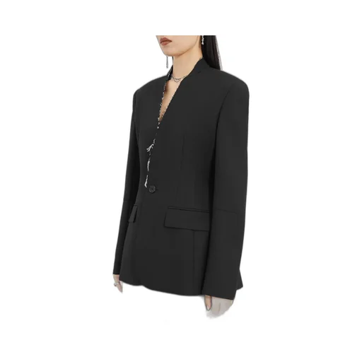 Collarless Suit Jacket