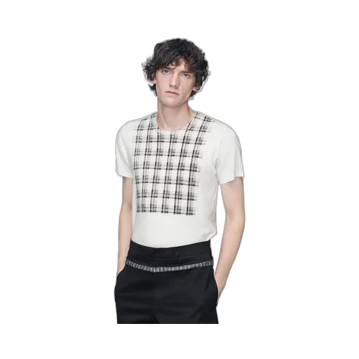 Cotton T-Shirt With Check Panel