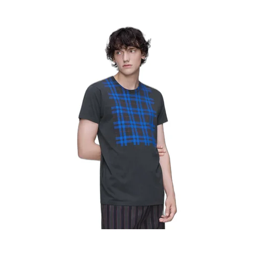Cotton T-Shirt With Check Panel