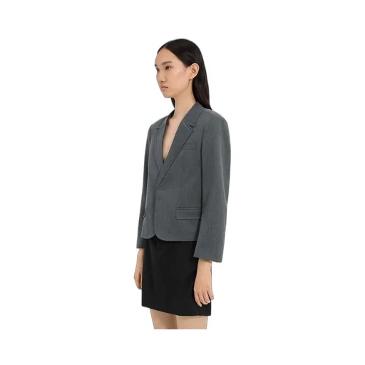 Cropped Wool Blend Blazer