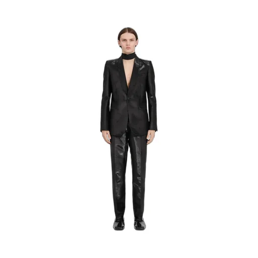 Distressed Jacquard Suit Jacket